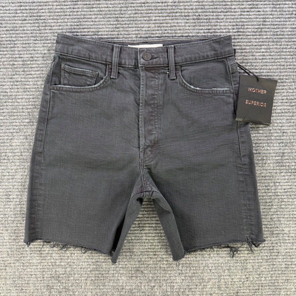 MOTHER Black Raw Hem Jean Shorts